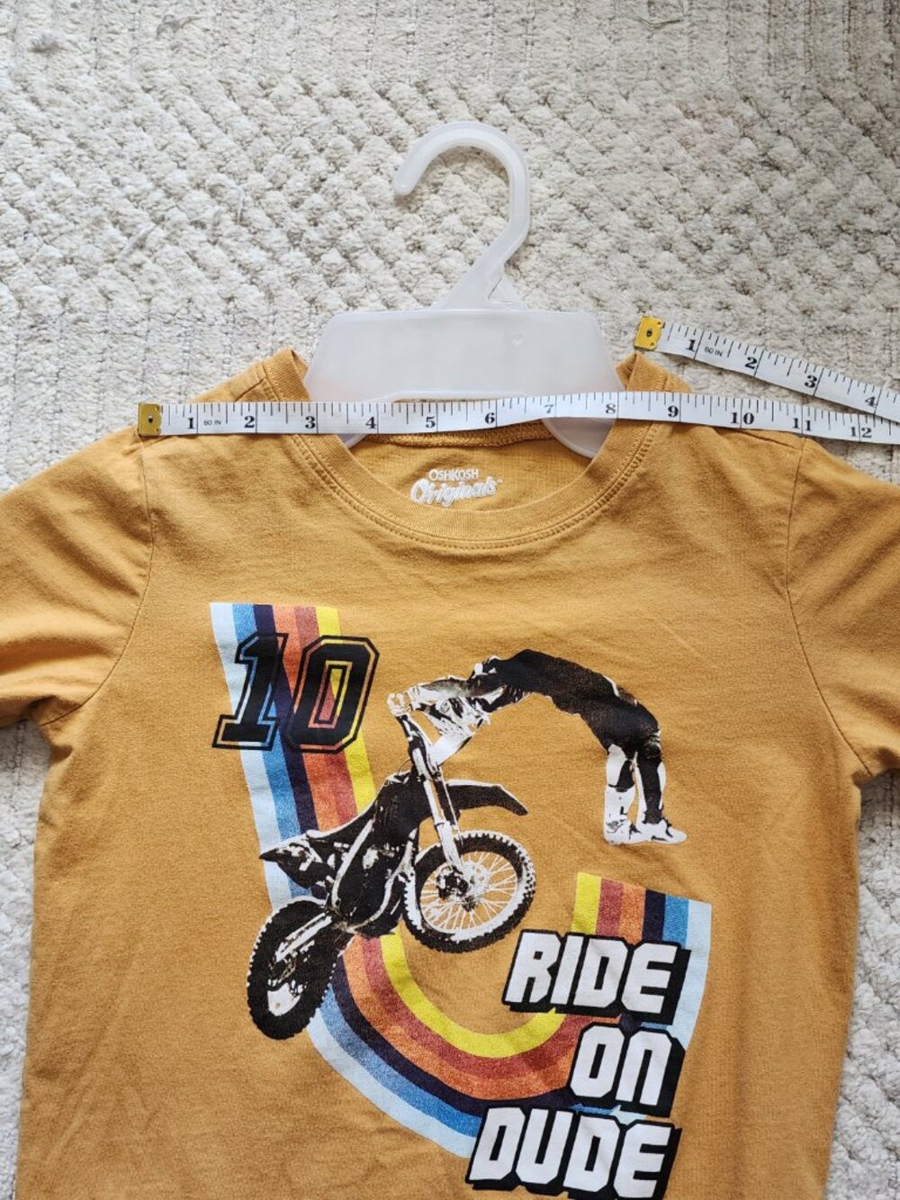 OshKosh B'gosh Originals Long Sleeve "Ride On Dude" Moto Graphic Tee Size 7 - Picture 8 of 10